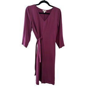 Pure Jill S Petite Purple Wrap Dress 3/4 Sleeves Minimalist Lagenlook